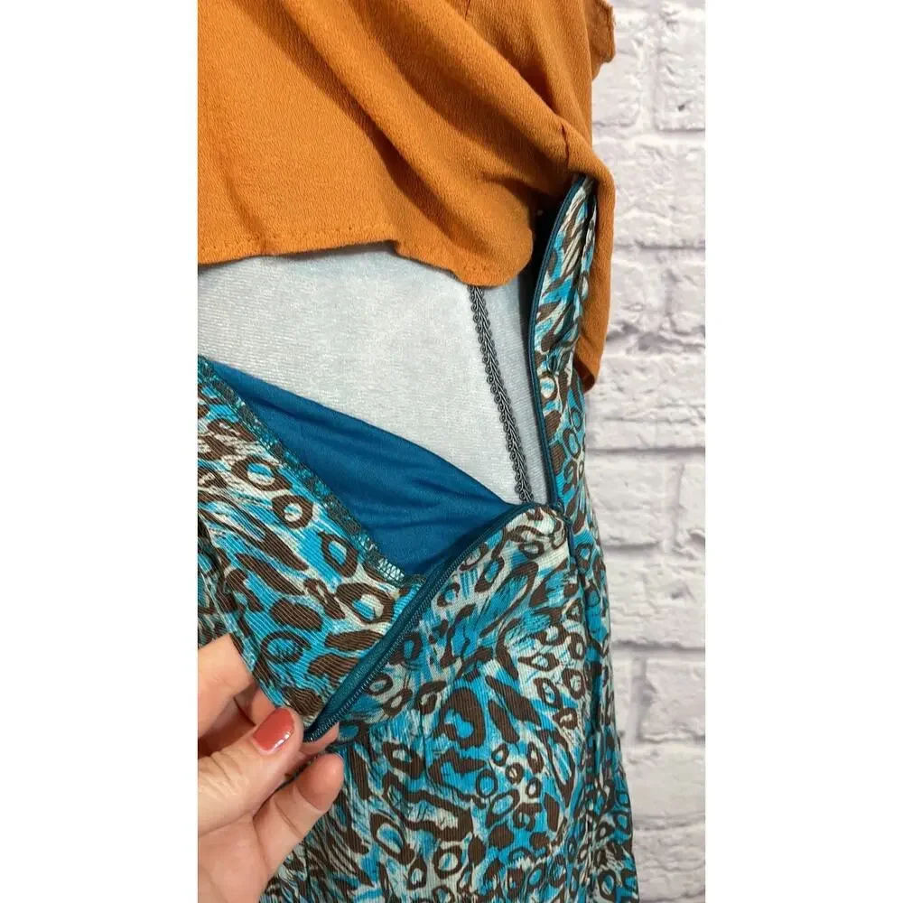 Vintage Animal Print Tiered Maxi Skirt